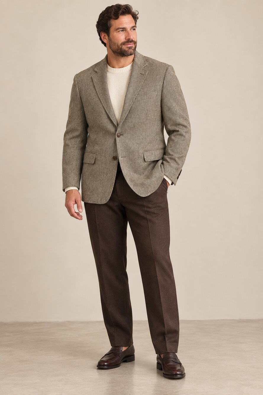 Vintage Lands’ End Wool Mohair Tweed Blazer Men’s 48R Made USA